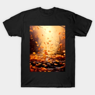 Fall / Autumn Leaves: My Favorite Time of the Year on a Dark Background T-Shirt